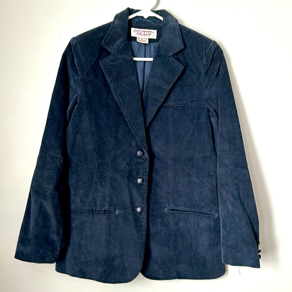 Vintage Corduroy Blazer Country Craft Size 9/10 Navy Blue